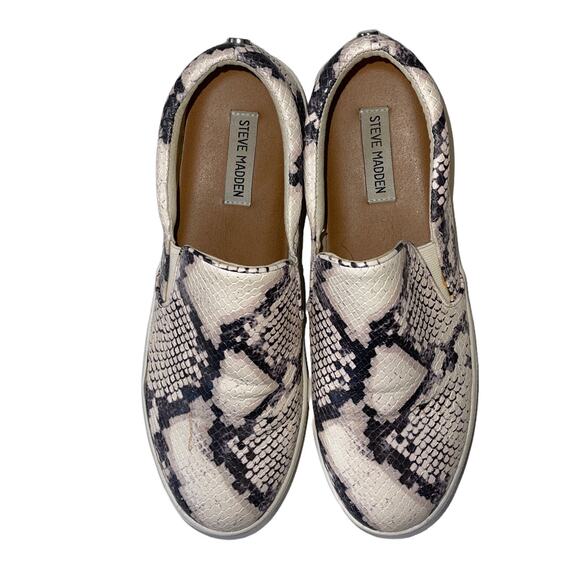 Steve Madden Gills Slip On Platform Snakeskin Beige Sneaker Size 10 - Picture 6 of 10